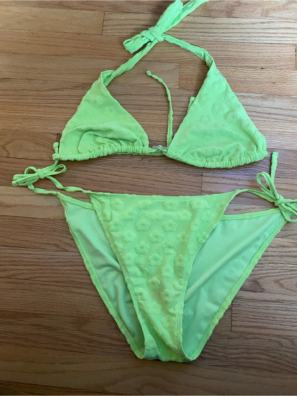 Wild Fable lime green flower bikini set size XL